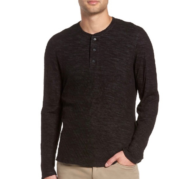 NWT Vince Double Knit Henley Carbon Long Sleeve